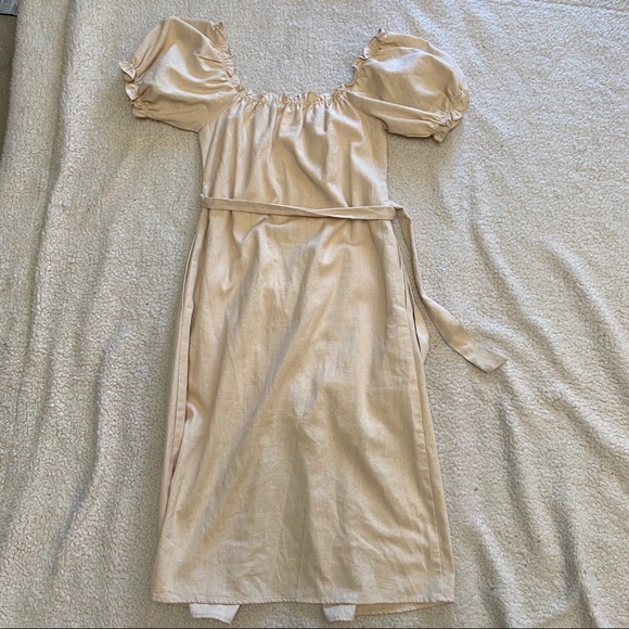 Lush Puff Sleeve Button Front Midi Dress, S - Picture 5 of 6